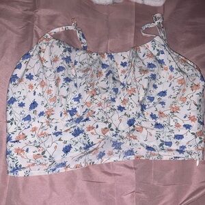 Crop floral cross over tank top